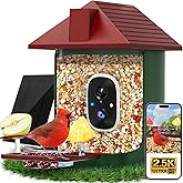 Smart Bird Feeder with Camera Solar Powered, 5MP 2.5K HD Live Video Birdhouse Camera, AI Identify, Instant Notify, Motion Detection, Cloud Storage, Color Night Vision, Ideal Gift for Bird Watching