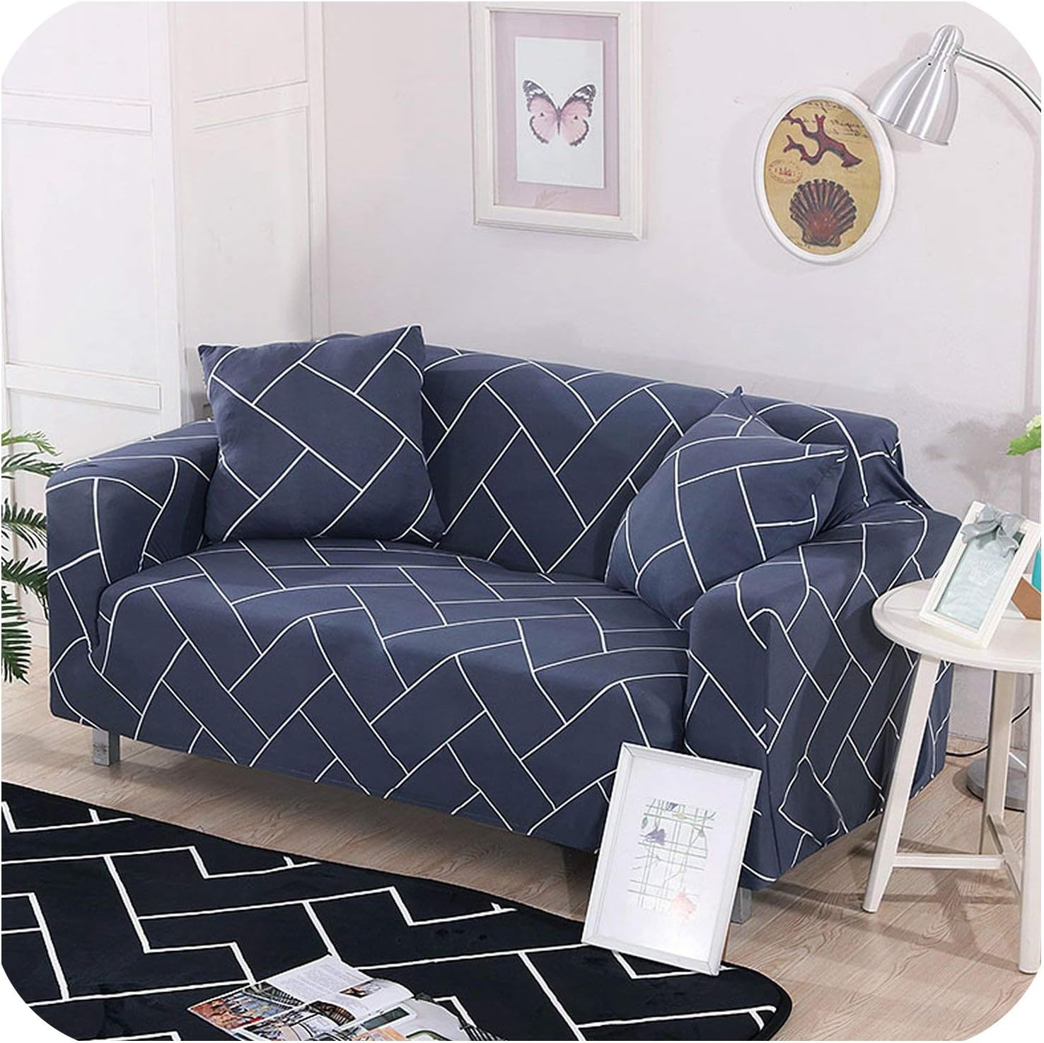 QianQianStore 1Pc Stripe Sofa Cover Set Elastic Couch Cover
