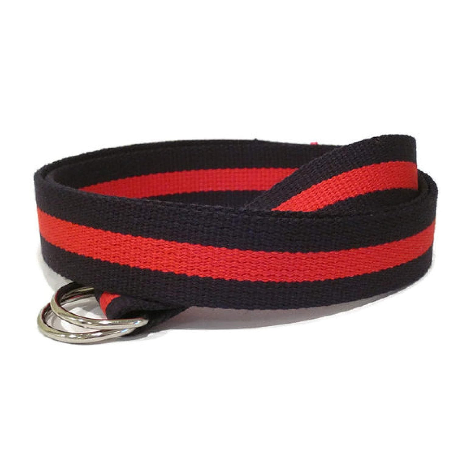 Mens Belt/Navy and Red Canvas Belt/DRing Belt/bing Belt/Striped Belt in Blue and