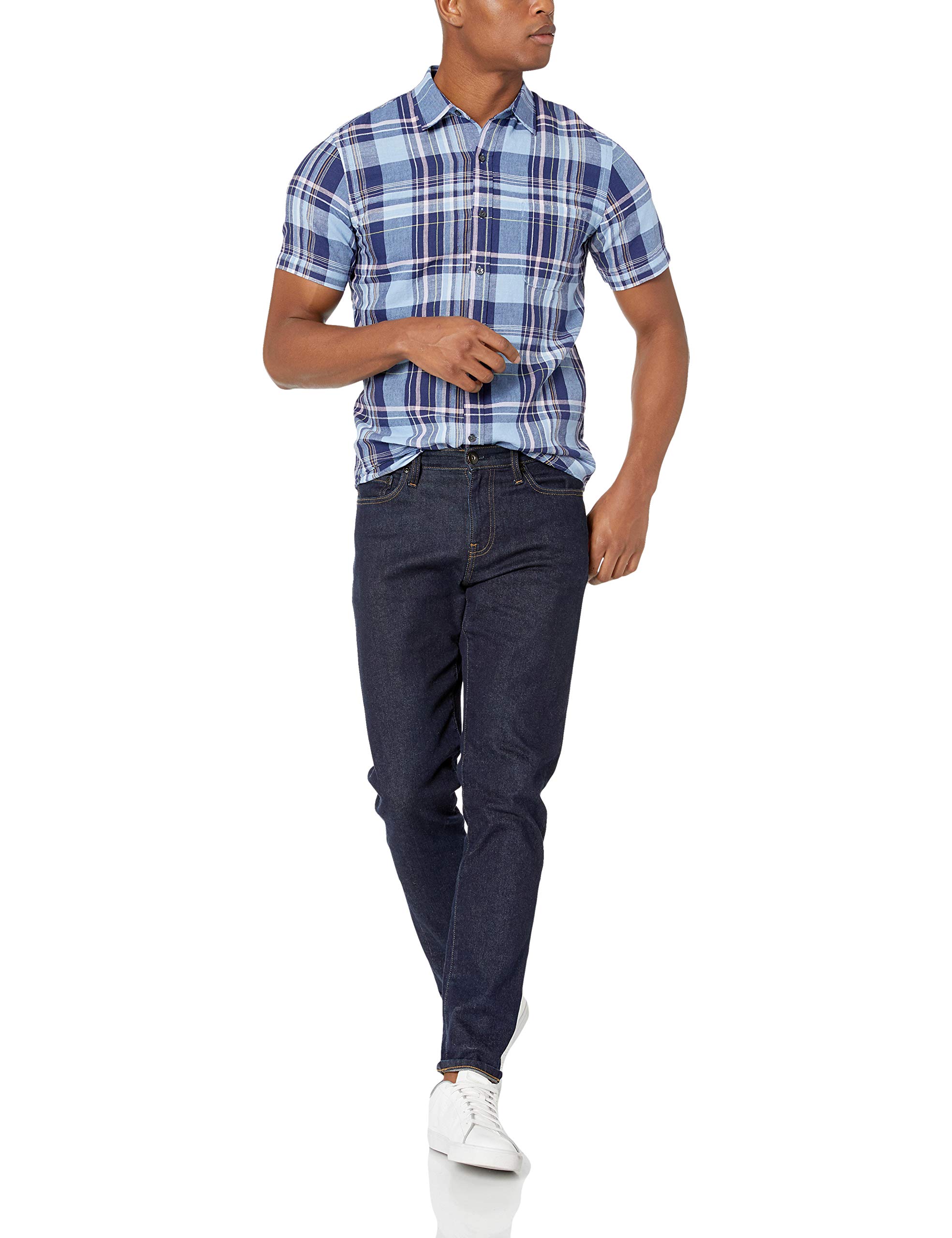 Amazon Essentials Men's RegularFit ShortSleeve Linen Cotton Shirt