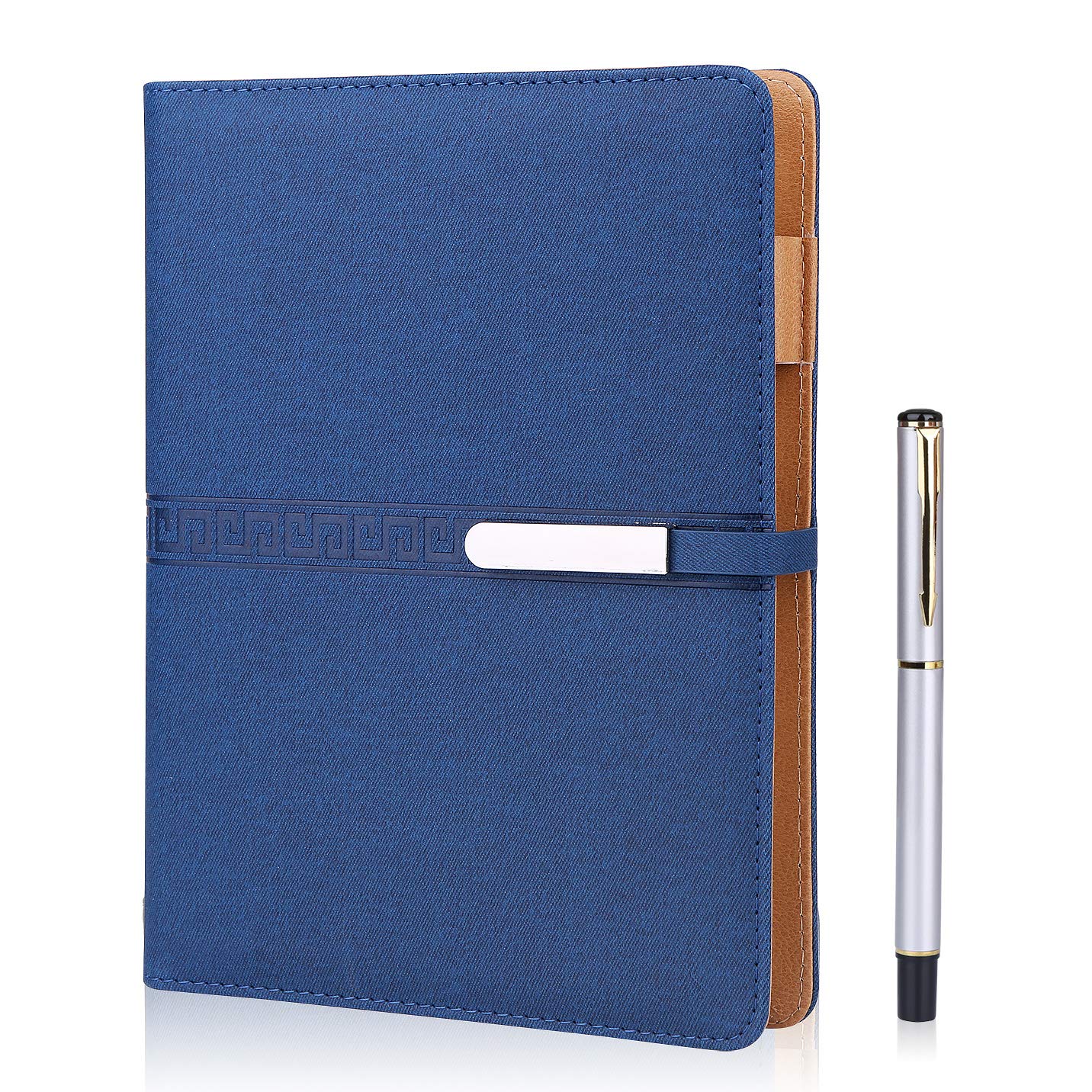 FOBOZONE A5 Lined Notebook, 6 Ring Refillable Hardback Notebook with Pen Holder, 100 Sheets, Writing Pads, Diary, Office Supplies