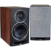 ELAC Uni-Fi Refrence 3-Way 6-1/2" Bookshelf Speakers, Walnut with Black Baffle for Home Theater and Stereo Systems