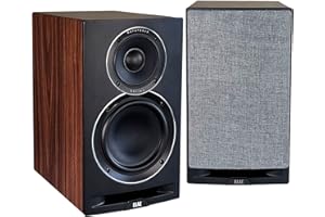 ELAC Uni-Fi Refrence 3-Way 6-1/2" Bookshelf Speakers, Walnut with Black Baffle for Home Theater and Stereo Systems