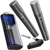 Ikarao Wireless Karaoke Microphone, UV Self-Cleaning Case, 2 Mics for JBL | Dual-channel receiver with 6.35mm or 3.5mm output, 20H rechargeable mics, 100ft range and plug &amp; play for PA speakers