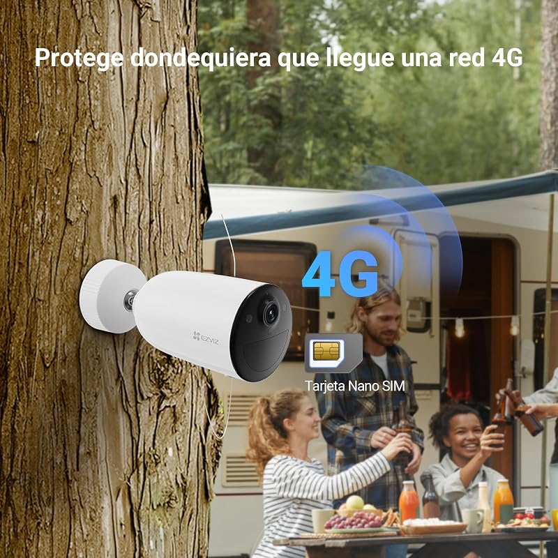 Câmara de vigilância exterior 4G sem WiFi com bateria recarregável de 5200mAh, modo AOV 2K, deteção de pessoas/veículos, visão noturna a cores, áudio bidirecional, defesa ativa, CB3 (SEM SIM)