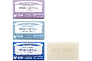 Dr. Bronner's Pure-Castile Magic Bar Soap- Made with Regenerative Organic Certified Oils- For Face, Body, Hair, Vegan Soap Bars for Men & Women- Variety 3-Pack, Peppermint Lavender, Unscented
