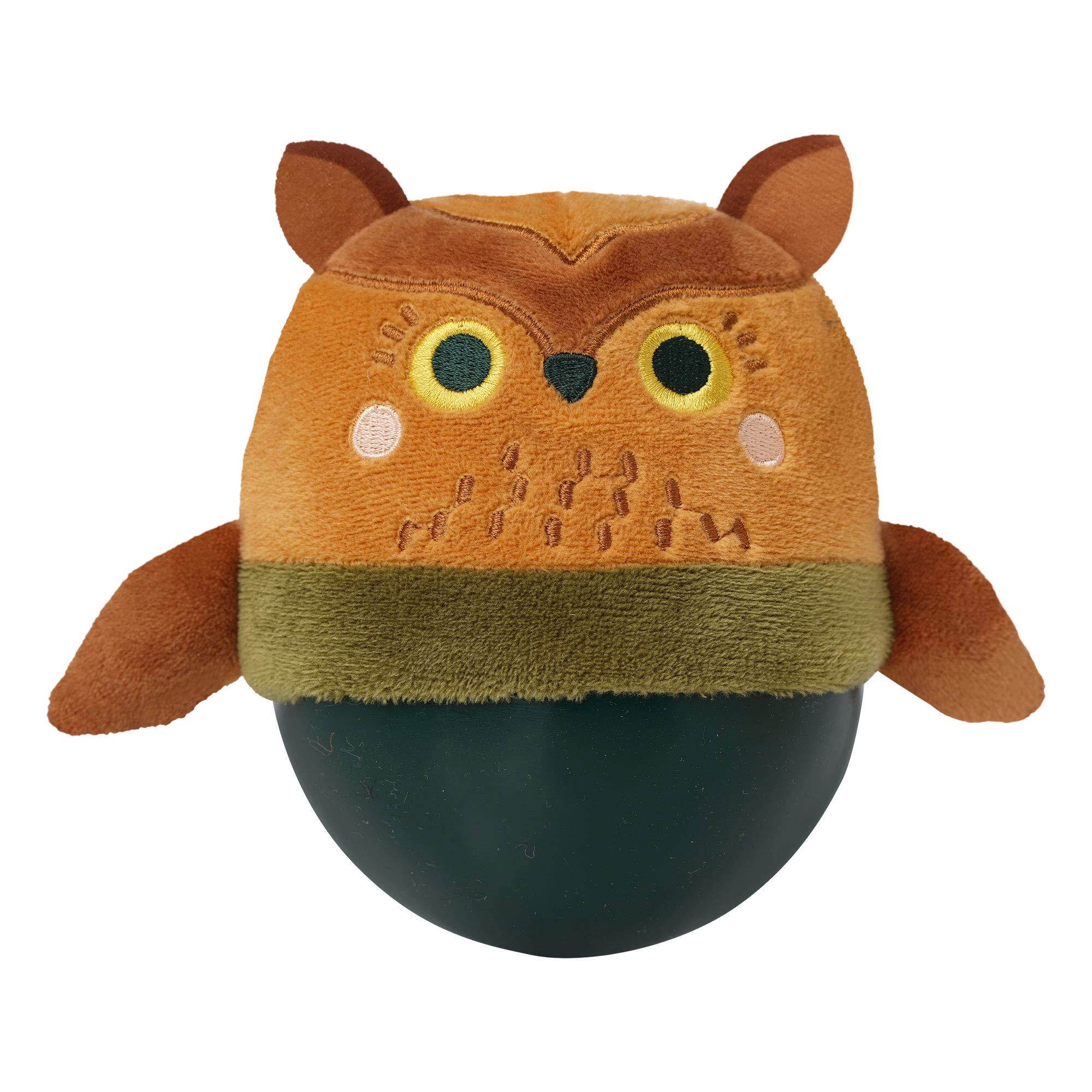 Manhattan Toy Bobbly Owl Weighted, Soft Silicone Wobble Ball with Embroidered Plush Baby & Toddler Toy