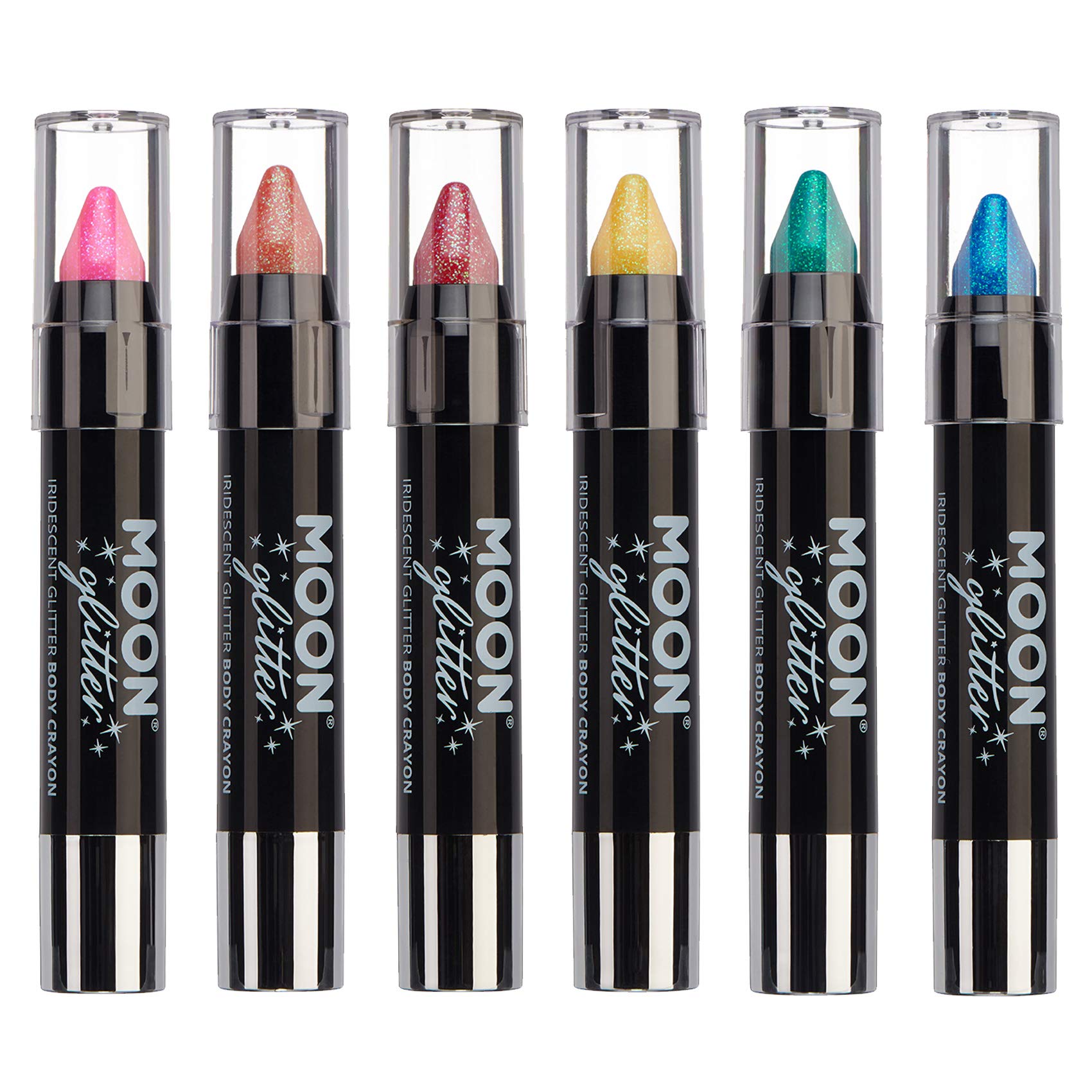Iridescent Glitter Paint Stick / Body Crayon makeup for the Face & Body by Moon Glitter - 3.5g - Set of 6
