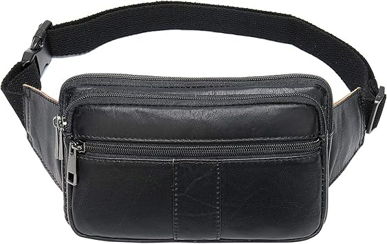 black leather fanny pack mens