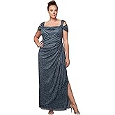 Alex Evenings Women's Long Cold Shoulder Dress, Mother of The Bride