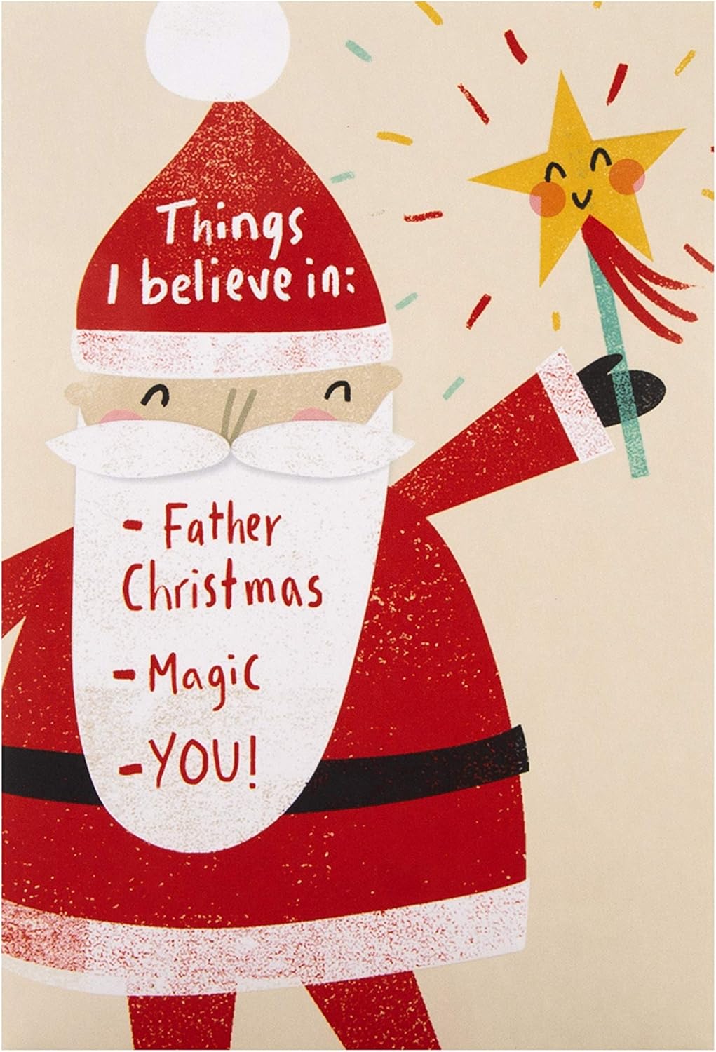 Hallmark State of Kind Christmas Card - Cute I Believe In Santa Design, Multicoloured, 17.3 cm by 11.9 cm - Image 3