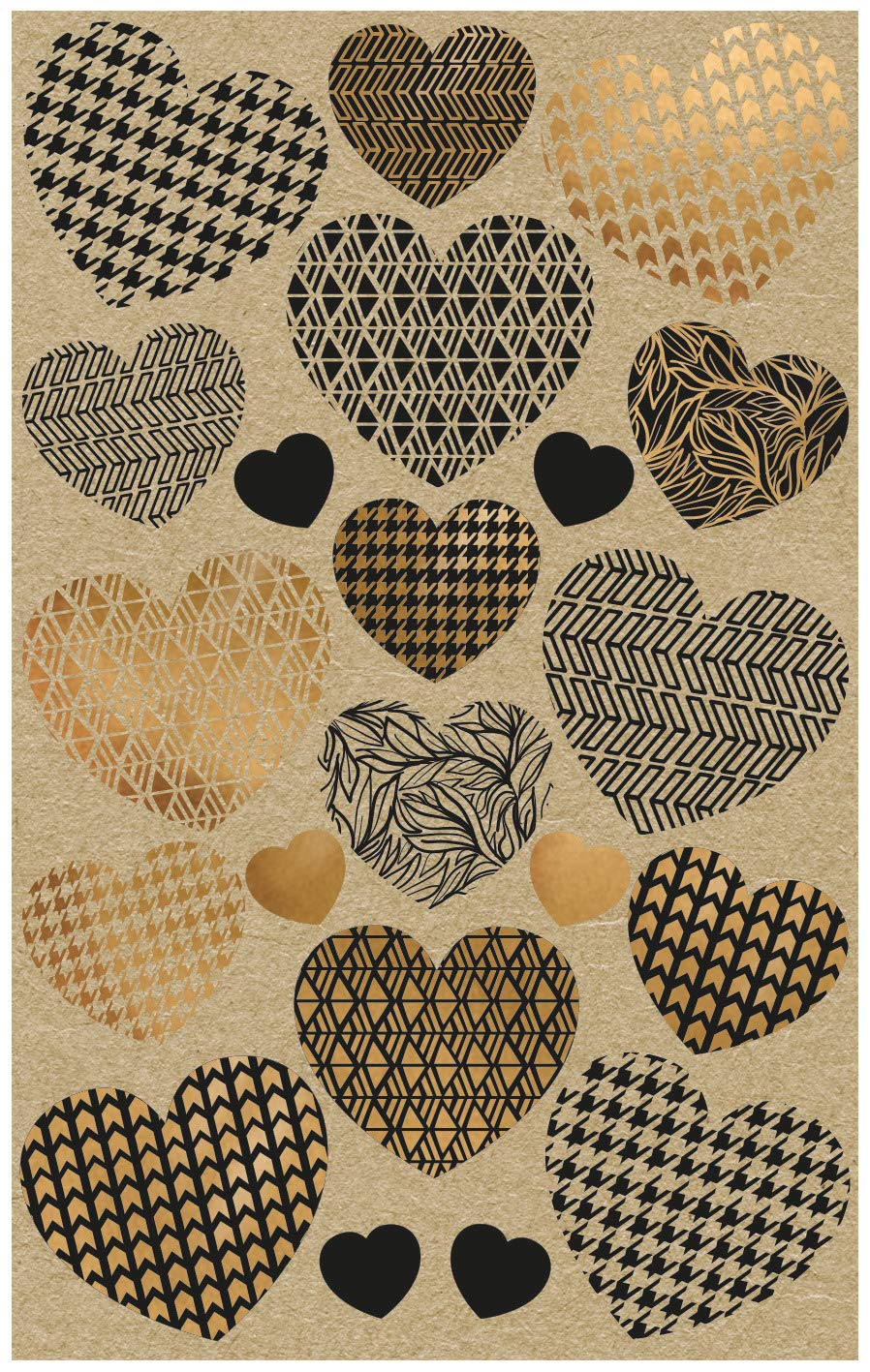 AVERY Zweckform Kraft Paper Stickers 42 Stickers Hearts (Paper Stickers, Gift Stickers, Natural, Brown, Beige) 57123 4004182571231