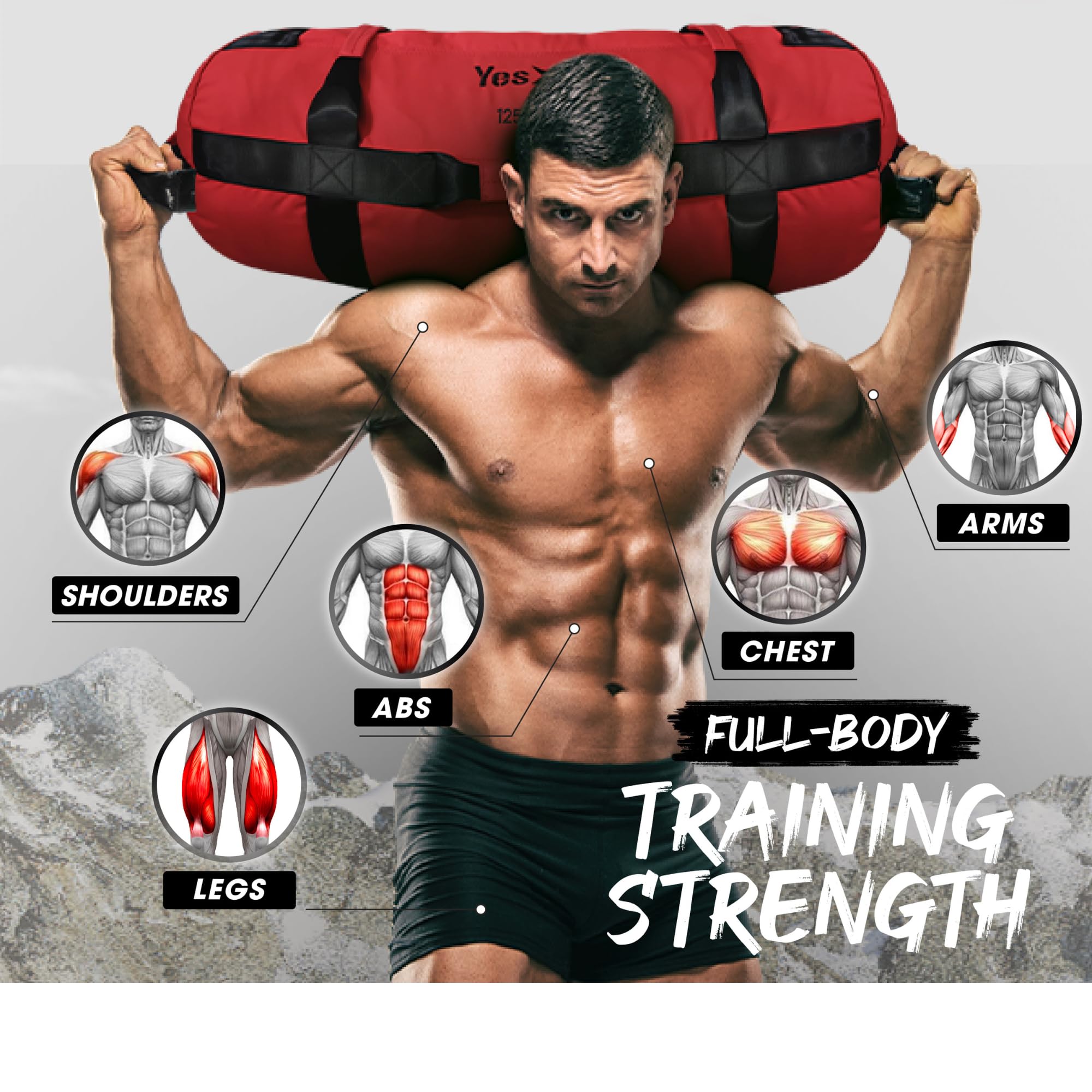 Yes4All Sandbags for Working Out, Adjustable Sand Bags for Weight Training with Handles, Multiple Colors & Sizes 5-200lbs