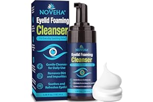 NOVEHA Eyelid Foaming Cleanser | Everyday Scrub for Soothing Relief | Refreshing Mild Eye Lid Wash to Remove Pollen, Dirt & Oil | Lash Shampoo & Makeup Remover to Support Healthy Eyes | 3.4oz