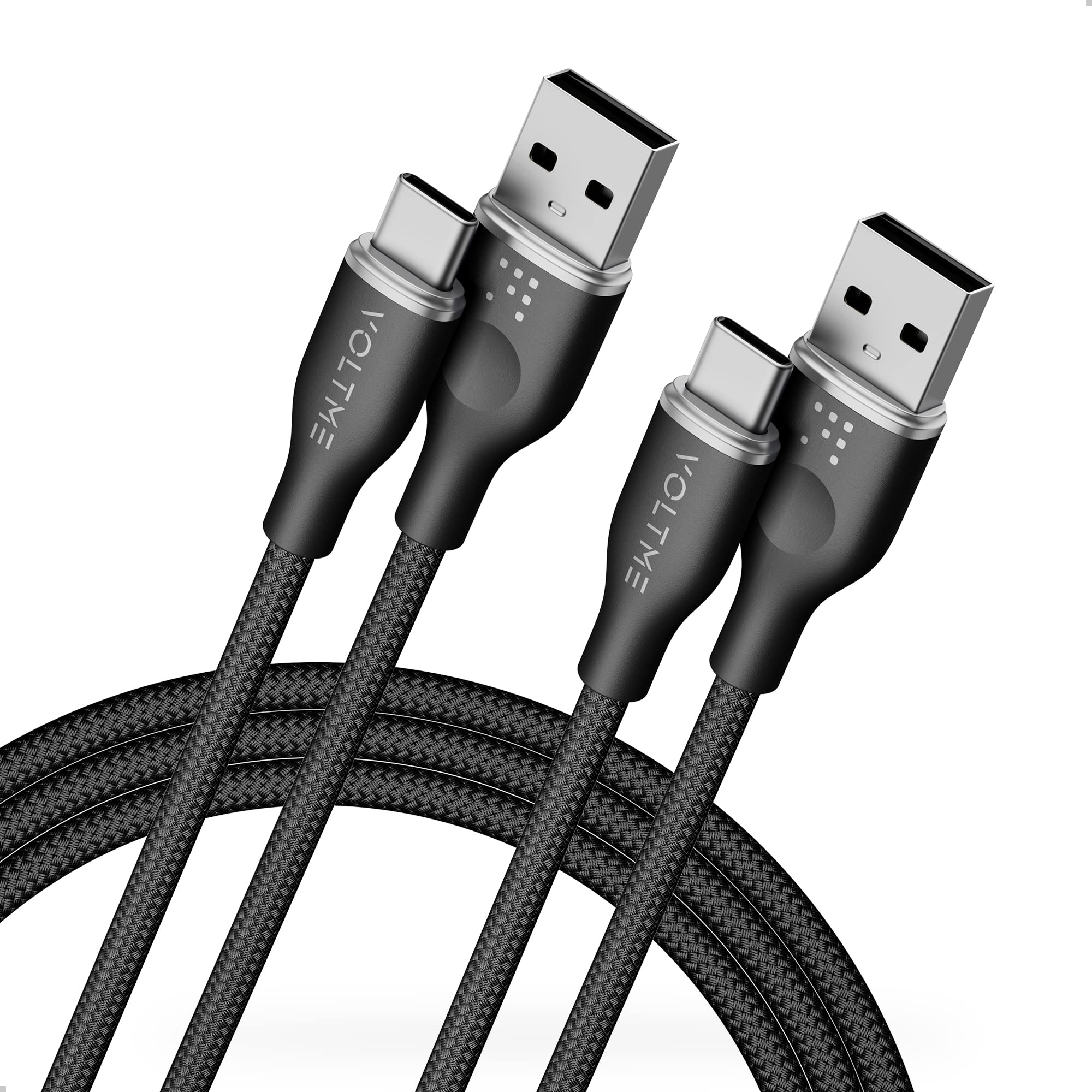 2-Pack VOLTME USB C Charger Cable 60W Type C Charger Fast Charging 3A Lead Nylon Braided Compatible with MacBook Pro 2021 iPad Air 5 Galaxy S23 S22 Ultra Huawei P30 P40,Google Pixel 6.0ft/1.8M Black