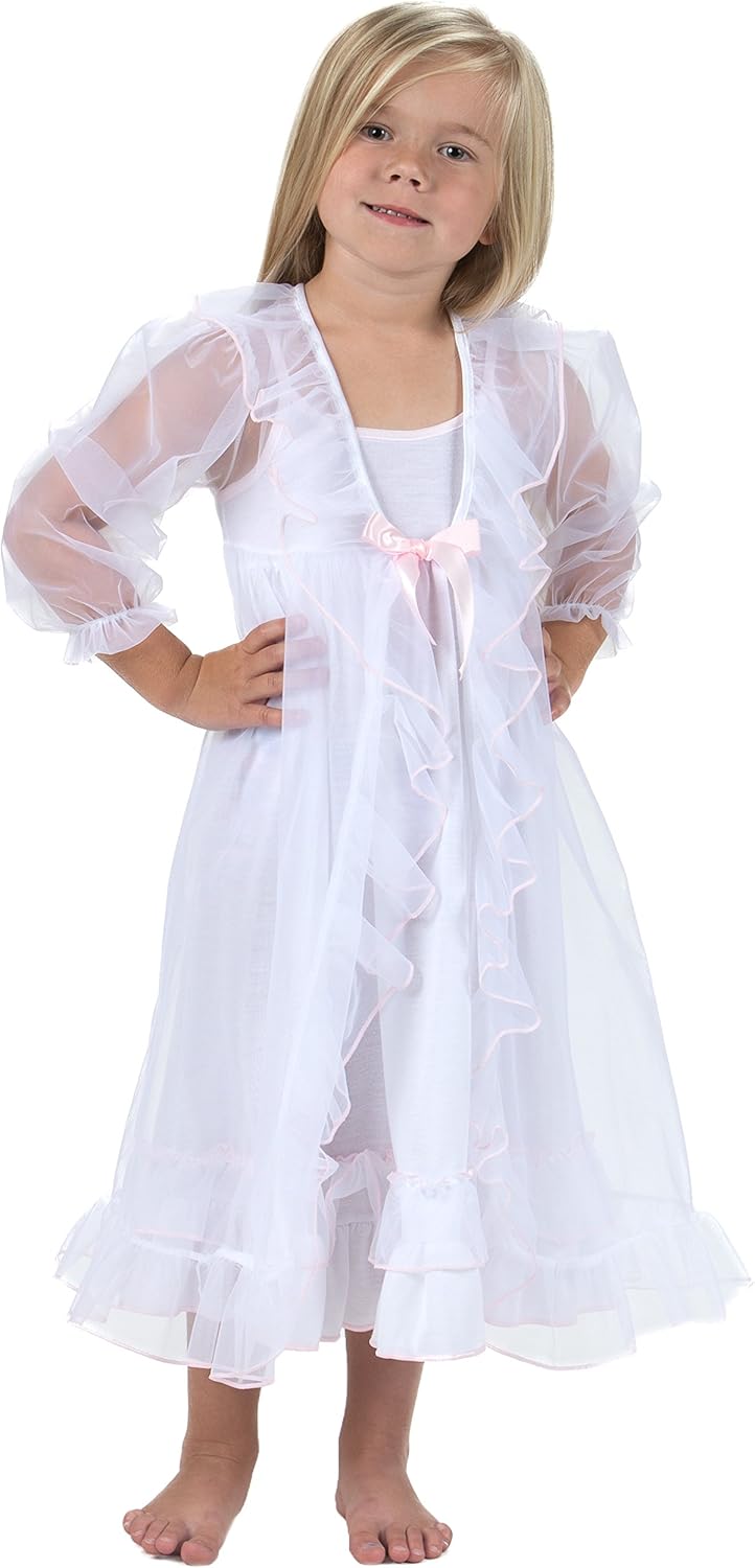 2T6X Laura Dare Little Girls Princess Peignoir Nightgown and Robe Set