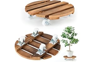 MANMANYUANQI 12-Inch Heavy-Duty Plant Caddy Rolling Stand with Lockable Wheels – Indoor/Outdoor Planter Dolly for Large Pots