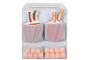 VISEMAN Ping Pong Storage Rack, Table Tennis Racket Holder Wall Mount Organizer for 4 Paddles and Balls