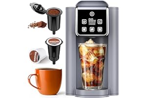 KIDISLE Hot & Iced Coffee Maker with Bold Setting, Single Serve Coffee Maker for K Cup and Grounds, 6-14 Oz Brew Sizes, 50 Oz