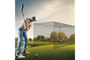 ALL ABOUT NET Practice Golf Cage Net, Black - Durable Design, Versatile for Golf, Baseball, Hockey - Weather-Treated, Bonus Rope Included