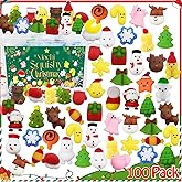 100pcs Christmas Party Favor Squishies Toys, Christmas Stocking Stuffers for Kids, Kawaii Squishy, Party Favors Mochi Squishy Toys Bulk, Xmas Gift Boys and Girls