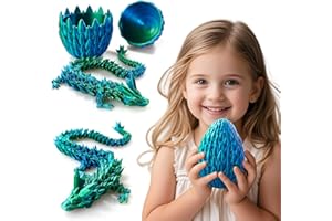 DAK HAAN 3D Printed Dragon Egg,Dragon Eggs with Dragon Inside,Surprise Dragon Egg Toy,12'' Full Articulated Crystal 3D Dragon,Cool Animals Dino Eggs for 5-7 4-6 8-12 Teen,Christmas Stocking Stuffers for Kids