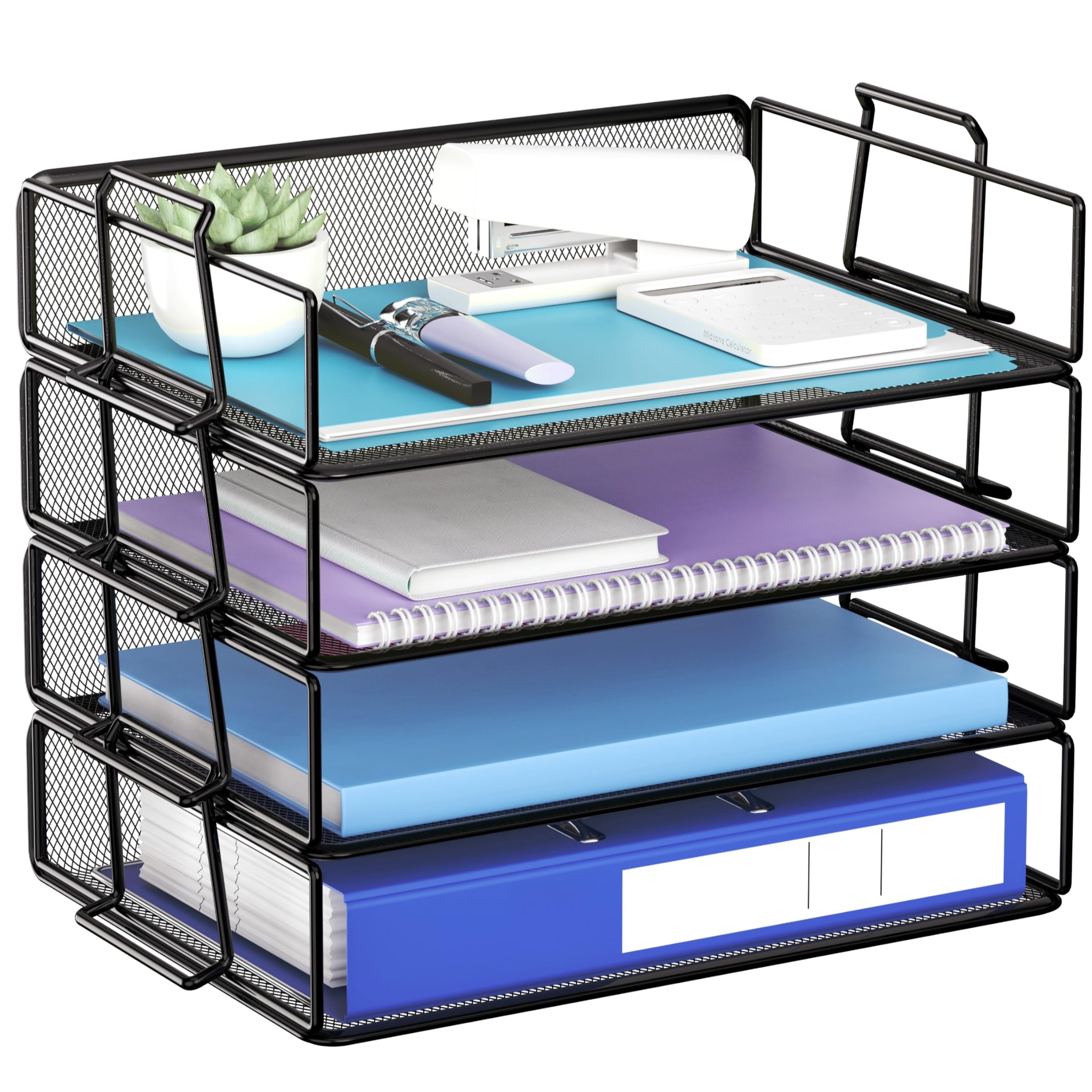 Photo 1 of Stackable Letter Tray Paper Holder Desk Organizer for Home Office School, Black (4 Tier)