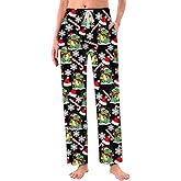 RAISEVERN Christmas Womens Pajama Pants Lounge Wide Leg Bottoms with Pockets