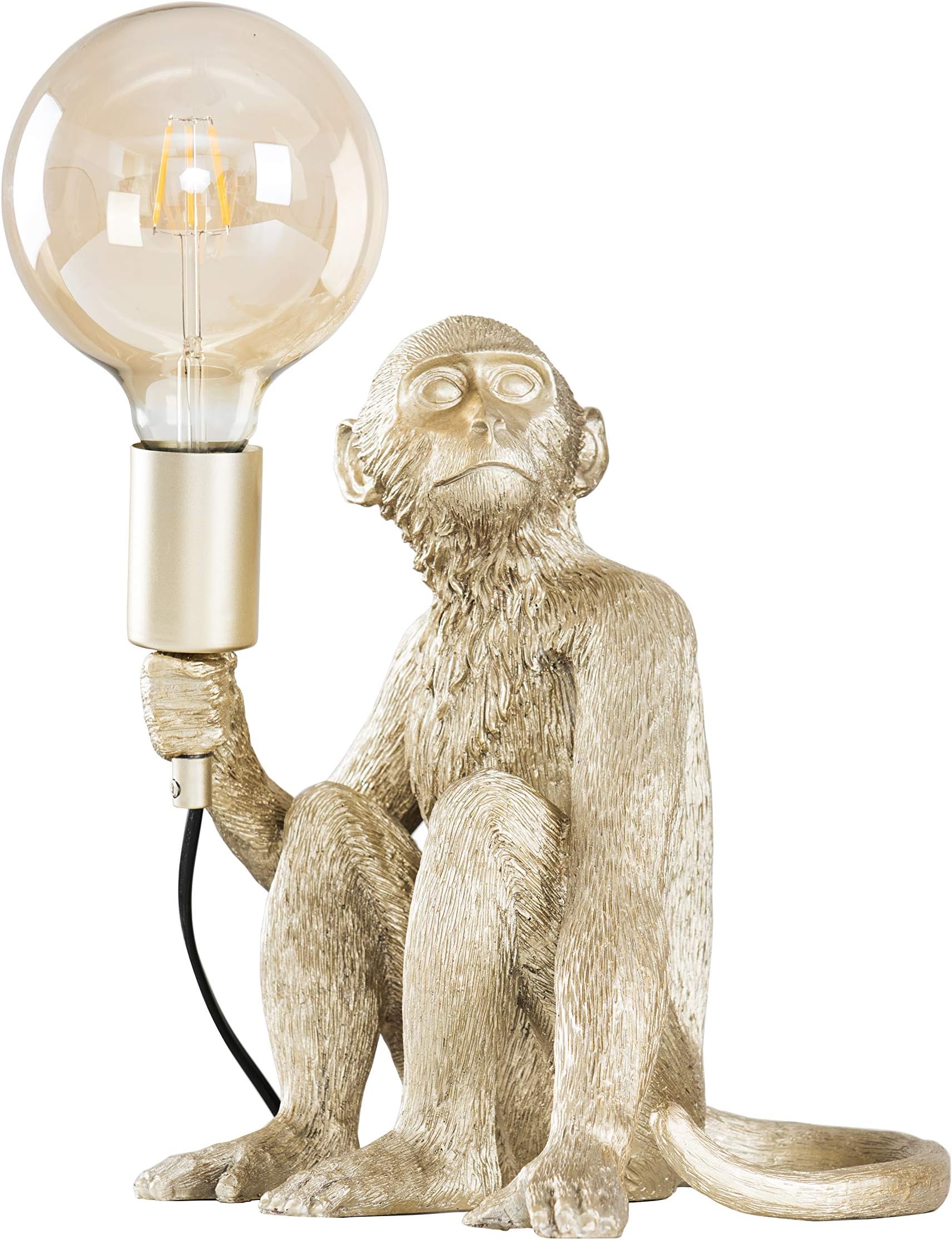 Modern Champagne Silver Painted Monkey Design Table Lamp