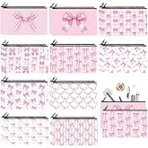 Reginary 20 Pieces Cosmetic Bag for Women, Roomy Makeup Bags with Zipper Toiletry Bag Pouch Travel Accessory Organizer Gifts, 7 x 4.3 Inches(Pink Bow)