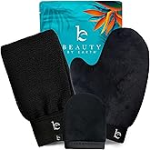 Self Tanning Mitt Applicator Set โ 3-in-1 Velvet Mitts, Exfoliating Glove & Face Body Tanner Mitts for Streak-Free Tan, Reusable Self Tanner Mitt Kit for Lotion, Mousse & Spray