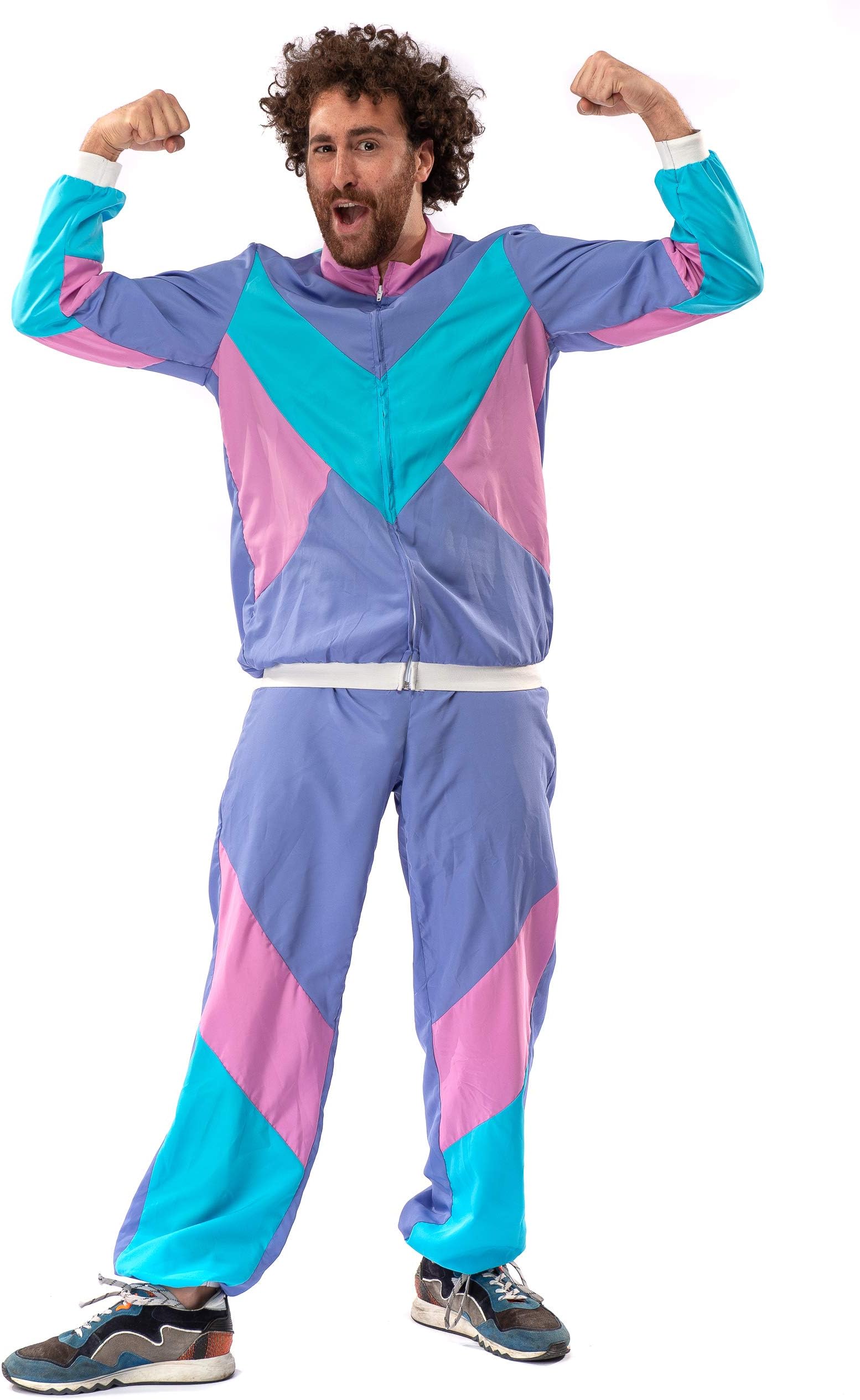 Original Replicas Wrong 80s premium tracksuit Retro track jacket with Men’s pants Purple Pink Multi