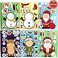 24 Sheets Christmas Stickers Christmas Party Games DIY Sticker with Santa Claus for Kids Gift, Make Your Own Activities Chris