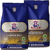 817 Elephant Thai Hom Mali Jasmine Rice - (2 Pack) 2 lb Bag | Authentic White Rice - Great for Thai Recipes, Curries &amp; Pilafs - Cook in Microwave or on Stove Top