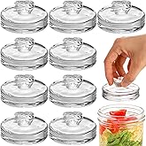 Okllen 9 Pack Glass Fermentation Glass Weights for Large Wide Mouth Mason Jars, Pickling Glass Weight with Easy Grip Handle,