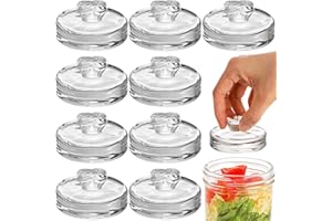 Okllen 9 Pack Glass Fermentation Glass Weights for Large Wide Mouth Mason Jars, Pickling Glass Weight with Easy Grip Handle, 