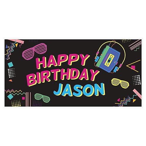 Amazon Com Cassette Player Personalized Birthday Banner Music