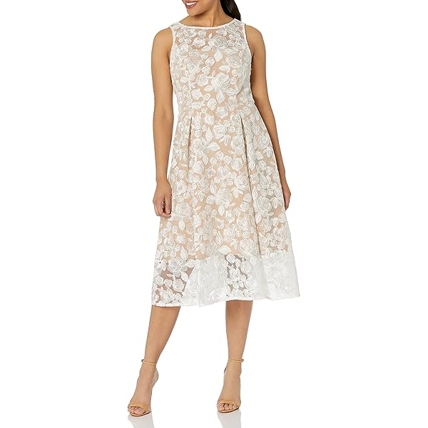Amazon.com: Adrianna Papell Women's 3D Lace Midi Fit and Flare Dress,  Ivory/Gold, 4 : Clothing, Shoes & Jewelry