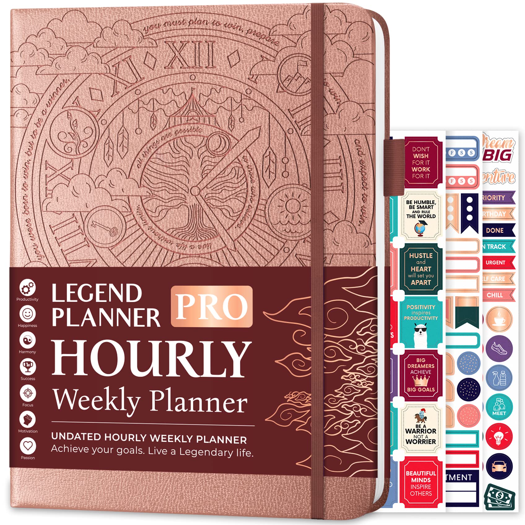 Legend Planner PRO Hourly Schedule - Weekly & Daily Organizer with Time Slots. Appointment Book Journal for Work & Personal, A4 (Rose Gold) — image 1