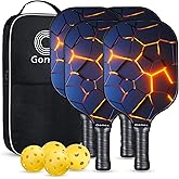 Gonex Pickleball Paddles, USAPA Approved Graphite Pickleball Rackets with Comfort Grip, Carbon Fiber Pickleball Set of 2/4 Paddles with 4 Balls, Portable Carry Bag