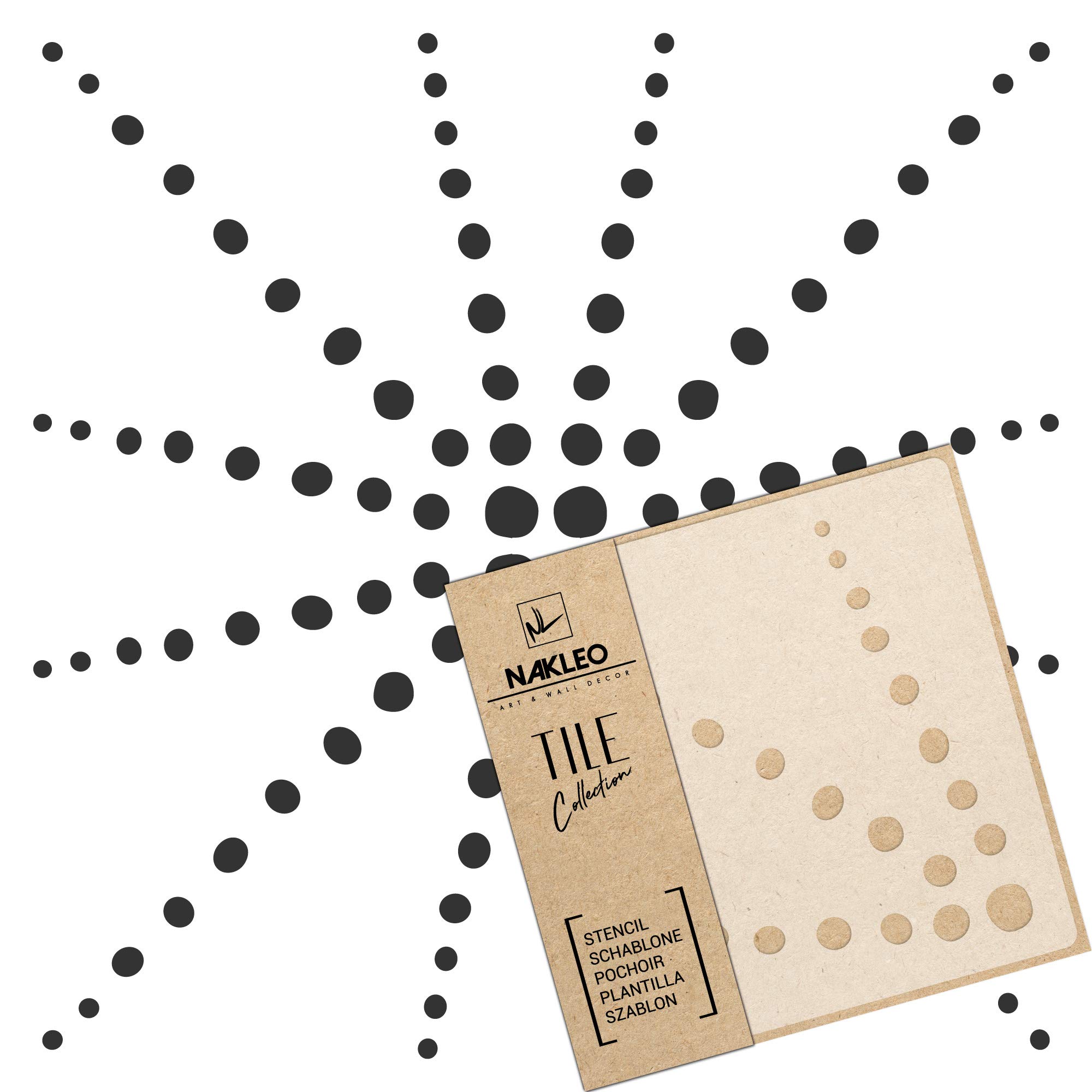 NAKLEO Tile Painting Stencil 10x10 cm, Neiva Geometric Labyrinth Lines Modern, Plastic Reusable Template, Home Decor Craft DIY, Floor Concrete Patio Wall - Terracotta