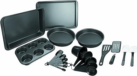 Lacor - 68032 - Set repostería 20 piezas de Chapa Antiadherente - Negro: Amazon.es: Hogar