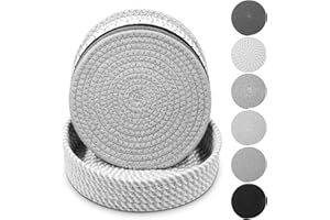 Cxqbsmy Trivets for Hot Dishes, Cotton Coasters 6PCS and Storage Basket 1 Pack, Large Trivet for Hot Pots and Pans 8 Inch, Co