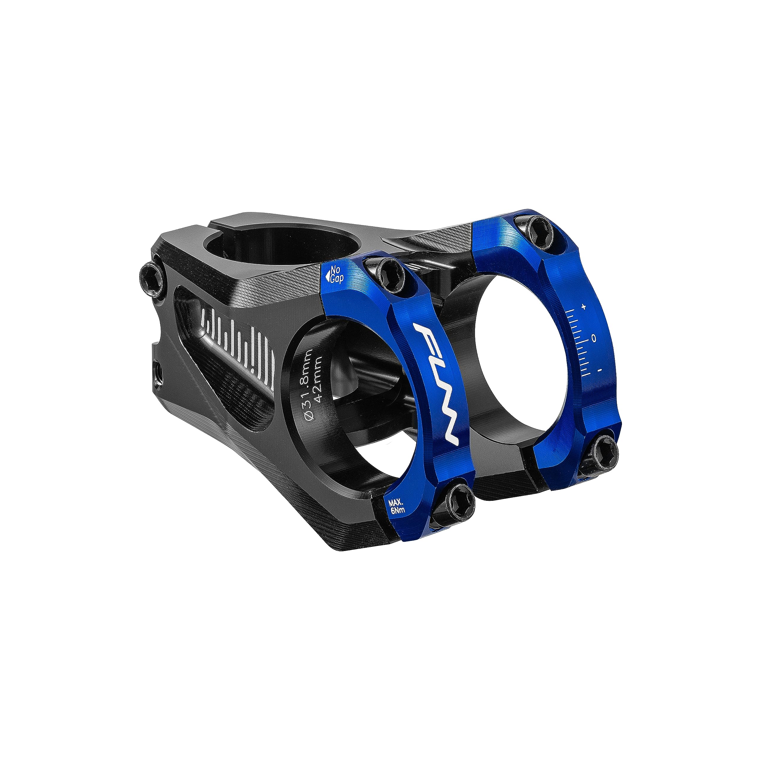 Funn Equalizer Bike Stem with Zero Rise- Length 42mm stem with 31.8mm Bar Clamp, 0 Degree Alloy Bike Stem for Mountain Bike and BMX Bike (Blue)