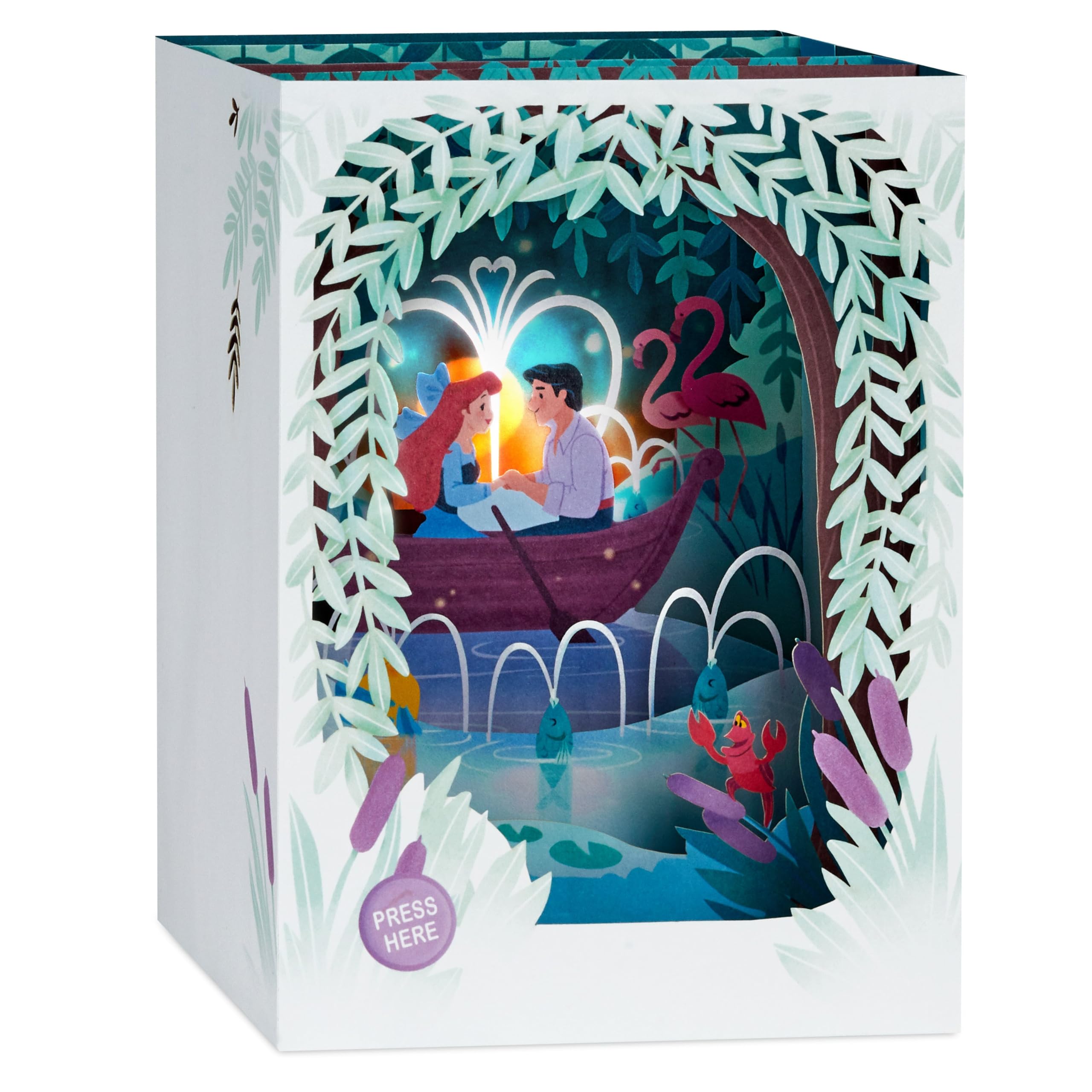 Hallmark Paper Wonder Musical & Light Any Occasion Card - Disney The Little Mermaid Canoe Design