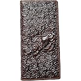 AurexaFashion Genuine Leather Bifold Long Wallet for Men, Retro Vintage Embossed Clutch with Zipped Coin purse & Credit card Slots. RFID Blocking. Bull- Coffee