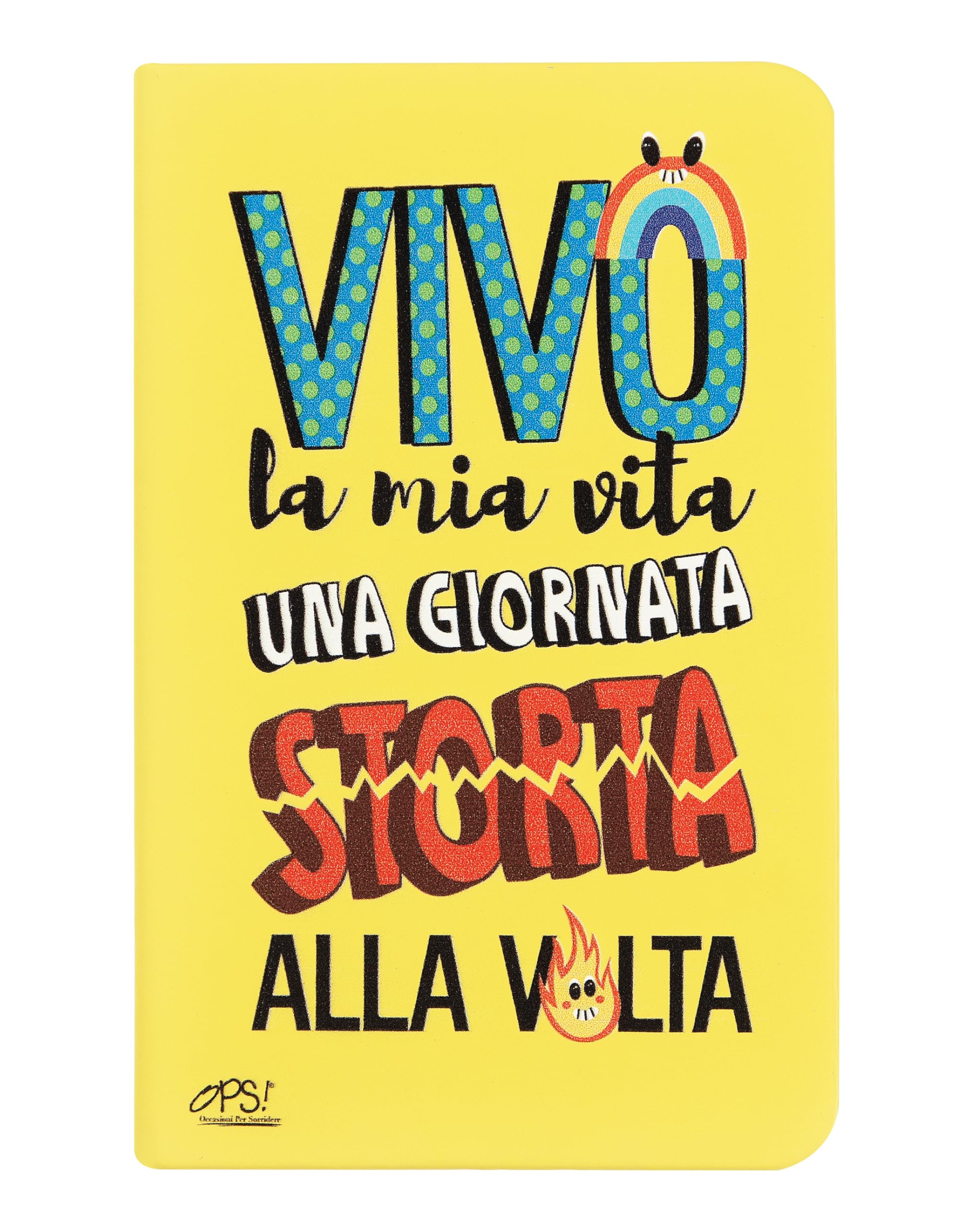Franco Cosimo Panini O.P.S. Notebook Medium - Cover Made of Soft Touch Plastic, with Elastic Band and Bookmark, for Work and University, 160 Lined Inner Pages - Format 15 x 21h cm, Yellow