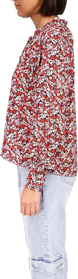 Sanctuary Flower Power Top Ditsy Floral Print Relaxed Fit Notch Neck Tie S view 2