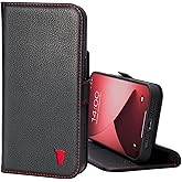 TORRO Leather Case Compatible with iPhone 14 Pro Max – Genuine Leather Wallet Case/Cover with Card Holder and Stand Function (Black)