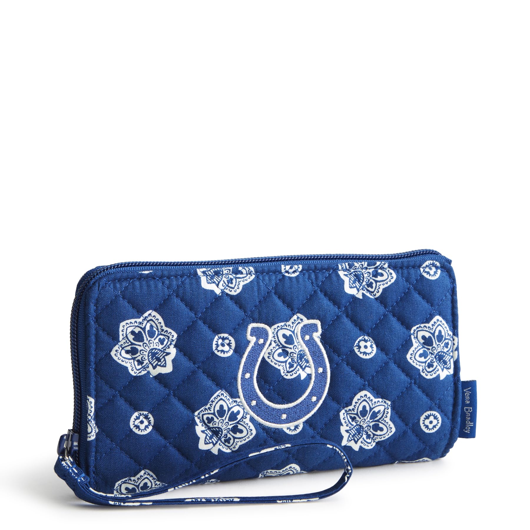 Vera Bradley Women's Cotton Nfl Front Zip Wristlet (Multiple Teams Available), Indianapoliscoltsonblue/Whitebandana, One Size Image